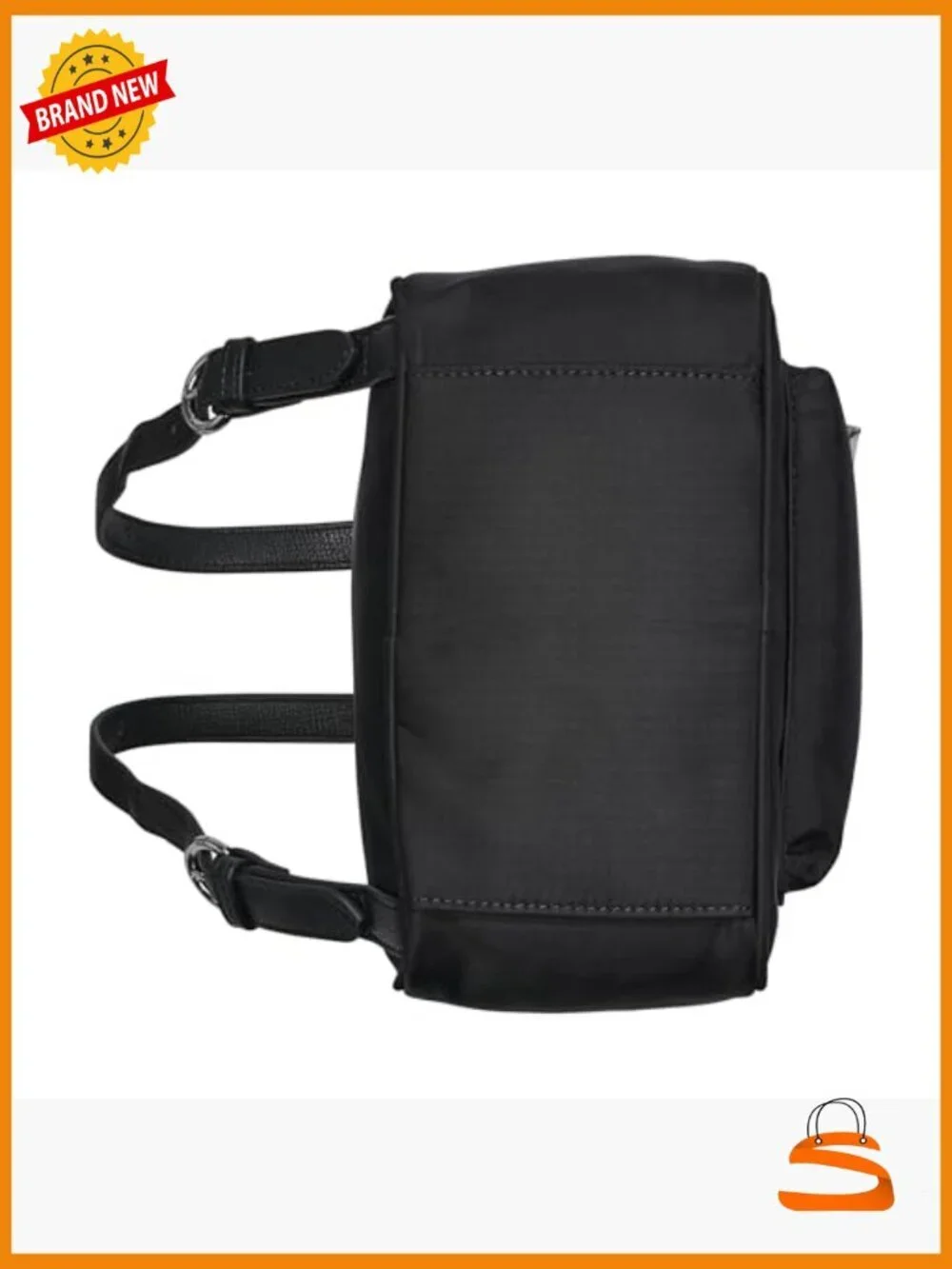 Small Nylon Backpack Crossbody Satchel Zip Closure Adjustable Strap